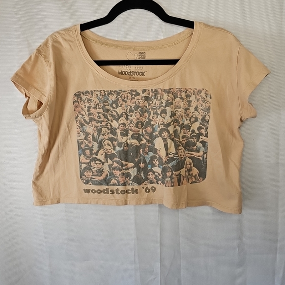 Woodstock Tops - 3 Days of Peace & Music Woodstock '69 Short Sleeve Crop Top-Medium